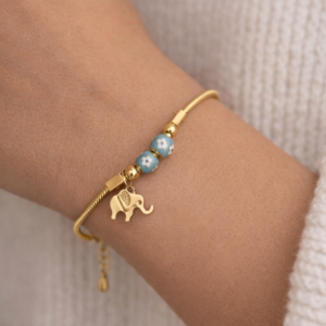 Gold-Plated Stainless Steel Bracelet with Elephant Design - Image 3