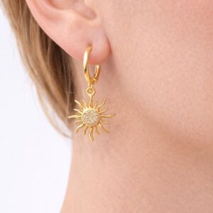 Gold-Plated Steel Earrings With Sun Motif - Image 3
