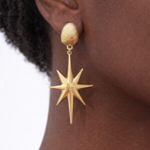 Star-shaped Gold-Plated Steel Earrings - Image 3
