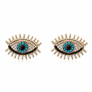 Gold-plated Steel Earrings with Evil Eye Charm