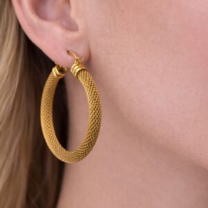 Stainless Steel Gold-Plated Hoop Earrings - Image 3