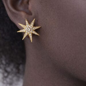 Star-shaped Gold Plated Steel Earrings - Image 3