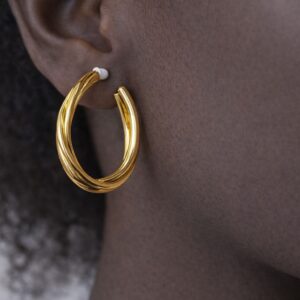 Gold Plated Half-Hoop Earrings - Image 3