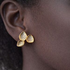 Leaf-Shaped Gold Plated Earrings - Image 3
