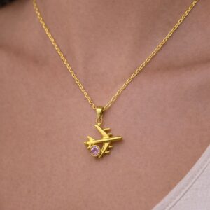 Airplane Gold-Plated Stainless  Steel Necklace - Image 3