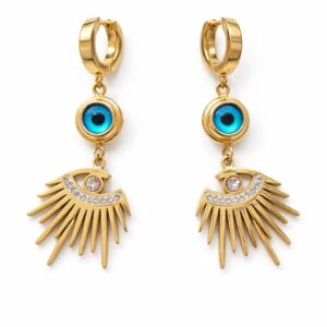 Evil Eye Gold-Plated Stainless  Steel Earrings