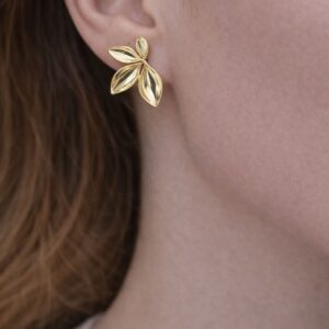 Leaf Gold-Plated Earrings - Image 2