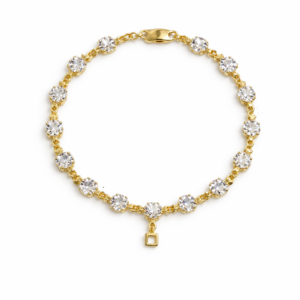 Gold-Plated Bracelet with White Stones