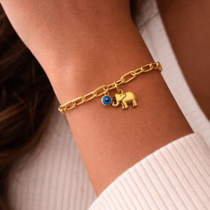 Steel  Bracelet Gold-Plated with Elephant Symbol - Image 3