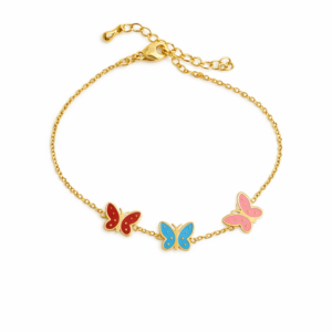 Stainless Steel Colorful Butterfly Bracelet Gold-Plated