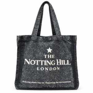 Notting Hill Black Denim Bag  with White Letters