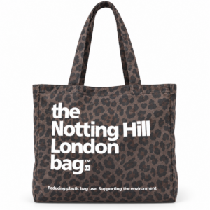 Notting Hill London Dark Leopard Bag with White Letters